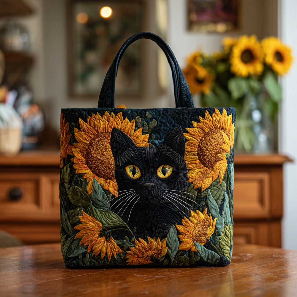 Shadow Sunflower Quilted Tote Bag Sunflower Gifts For Her