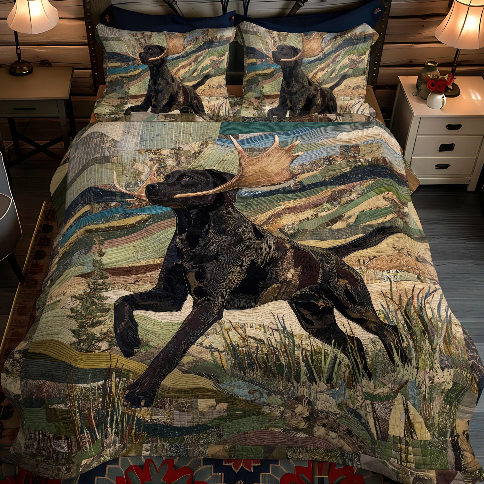 Shadow Tracker Quilted Bedding Set Duvet Cover Bed Sheet Set Labrador Themed Gifts