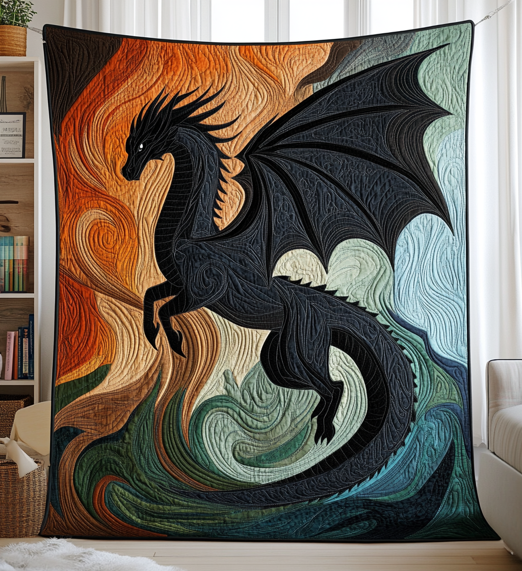 Shadow Wing Quilted Blanket Unique Dragon Gifts