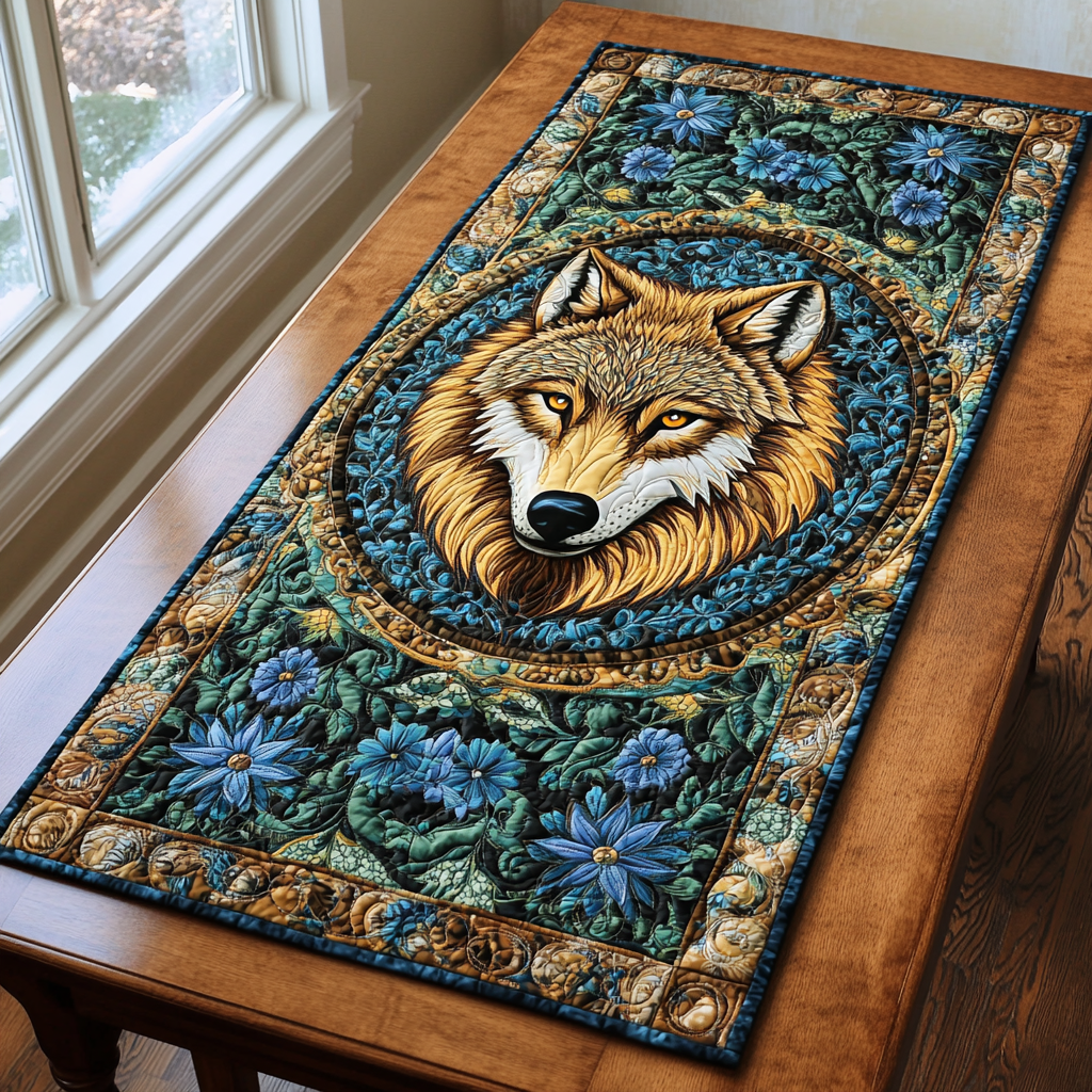 Shadow Wolf Quilted Table Runner Dinner Table Decor Ideas Gifts With Wolves On Them