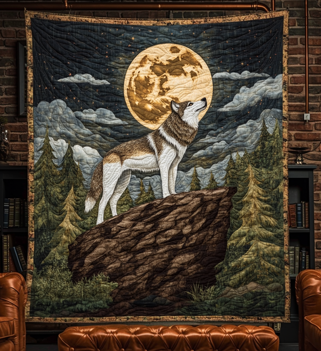 Shadowed Alpha Quilted Blanket Unique Wolf Blanket Presents For Wolf Lovers