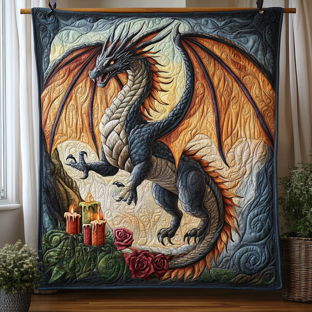 Shadowed Beast Quilted Blanket Sofa Couch Throw Blanket Unique Dragon Gifts