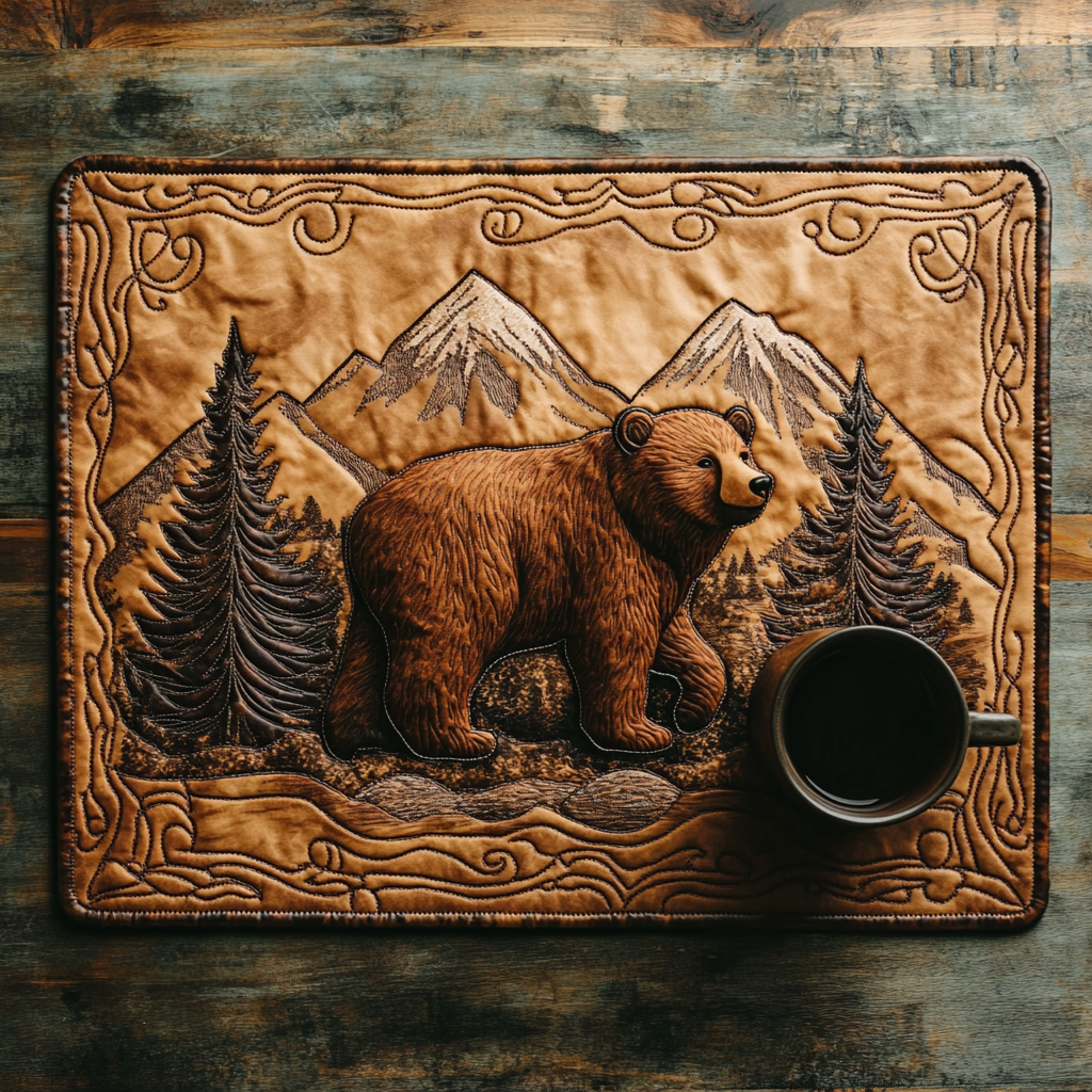 Shadowed Trail Quilted Place Mat Christmas Kitchen Decor Forest Themed Gifts