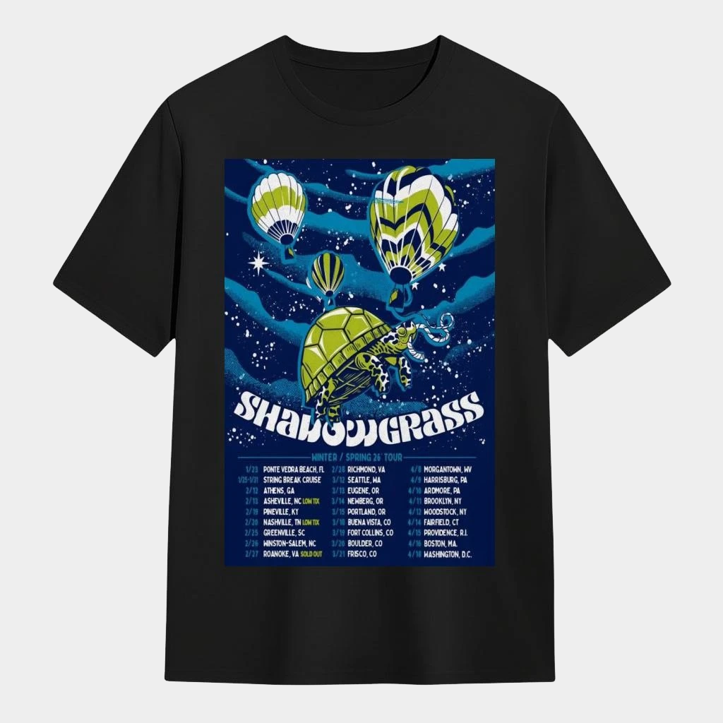Shadowgrass Winter Spring Tour 2026 Dates Turtle Hot Air Balloon T-shirt Shadowgrass Merch Shadowgrass Winter Spring Tour 2026 Dates Turtle Hot Air Balloon T-shirt Shadowgrass Merch