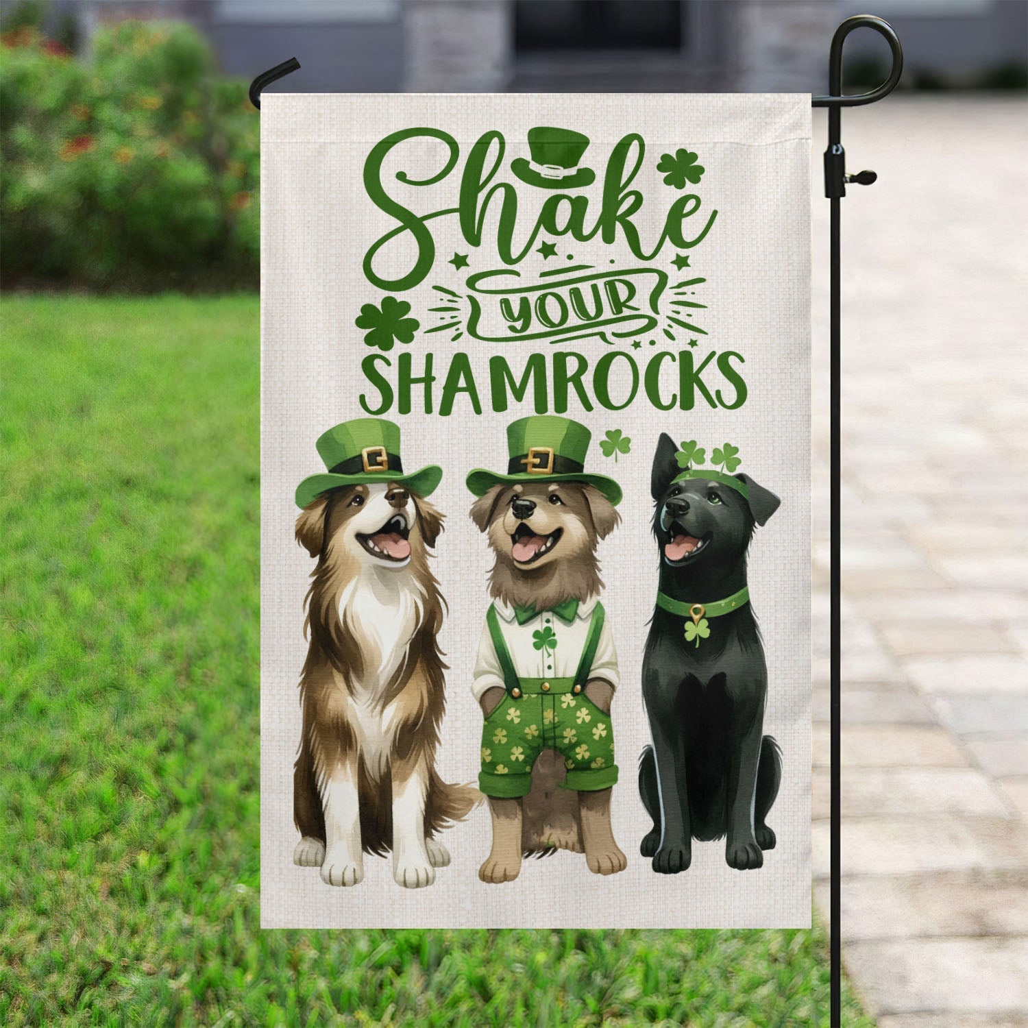 Shake Your Shamrocks St Patrick's Day Flag Dog Clover Unique Decoration Gift For Dog Lovers