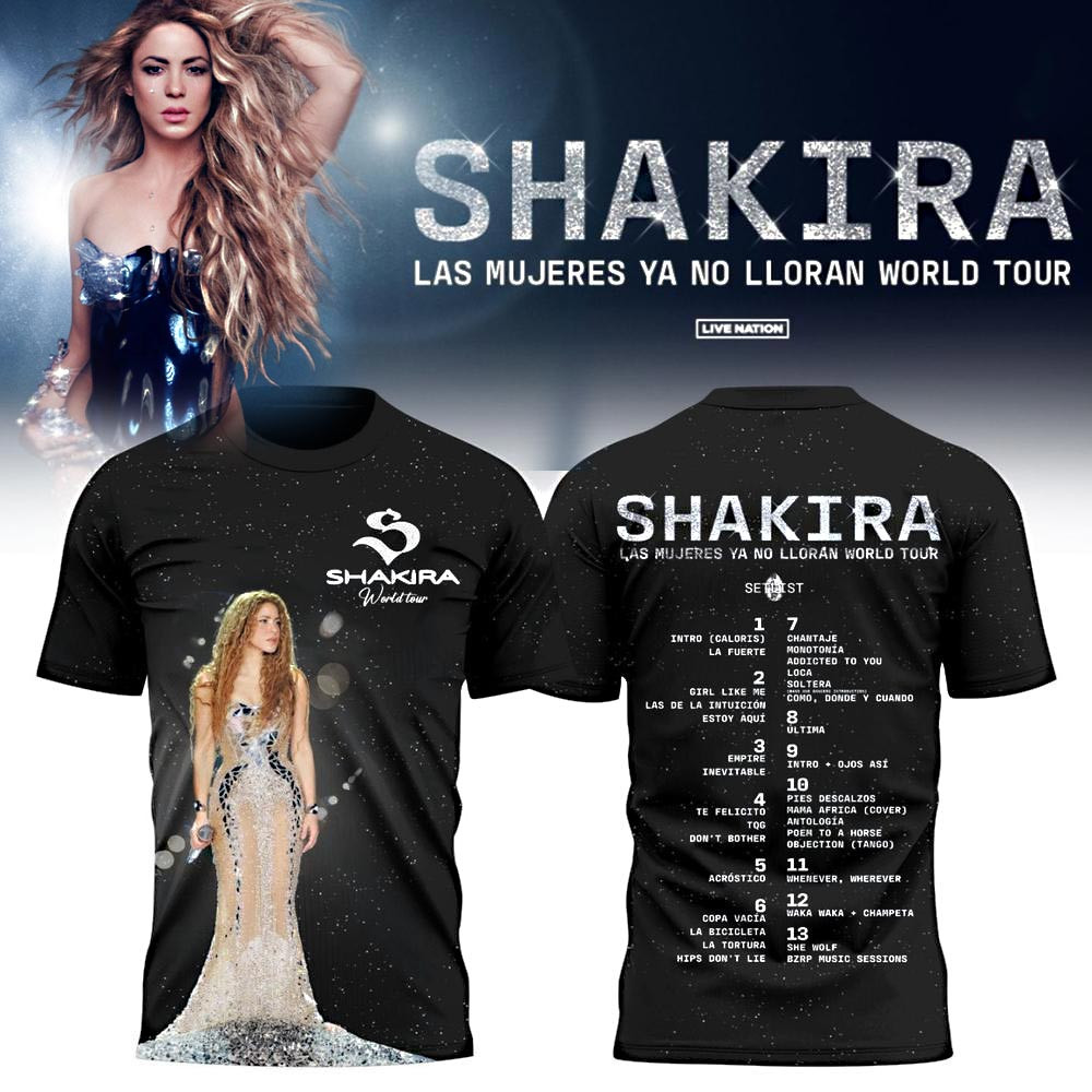Shakira Las Mujeres Ya No Lloran World Tour 2025 T-Shirt Gifts For Music Fans