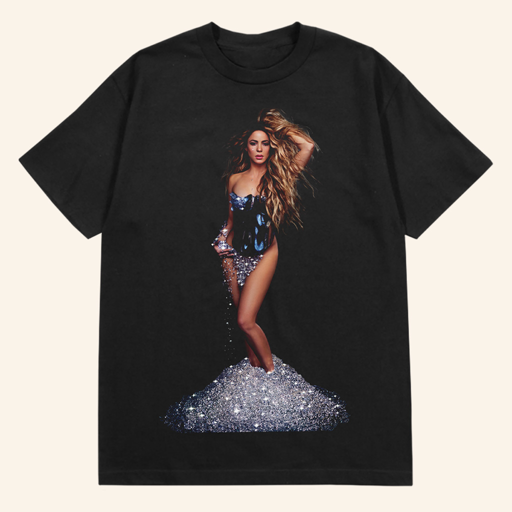 Shakira Merch Cascading Diamonds Black T-Shirt Gifts For Music Fans