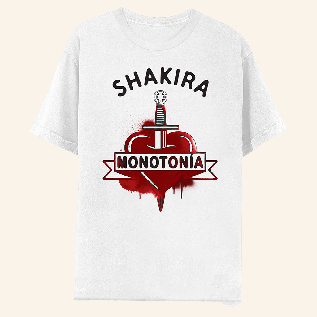 Shakira Merch Monotonia White T-Shirt Unique Gifts For Music Lovers Shakira Merch Monotonia White T-Shirt Unique Gifts For Music Lovers