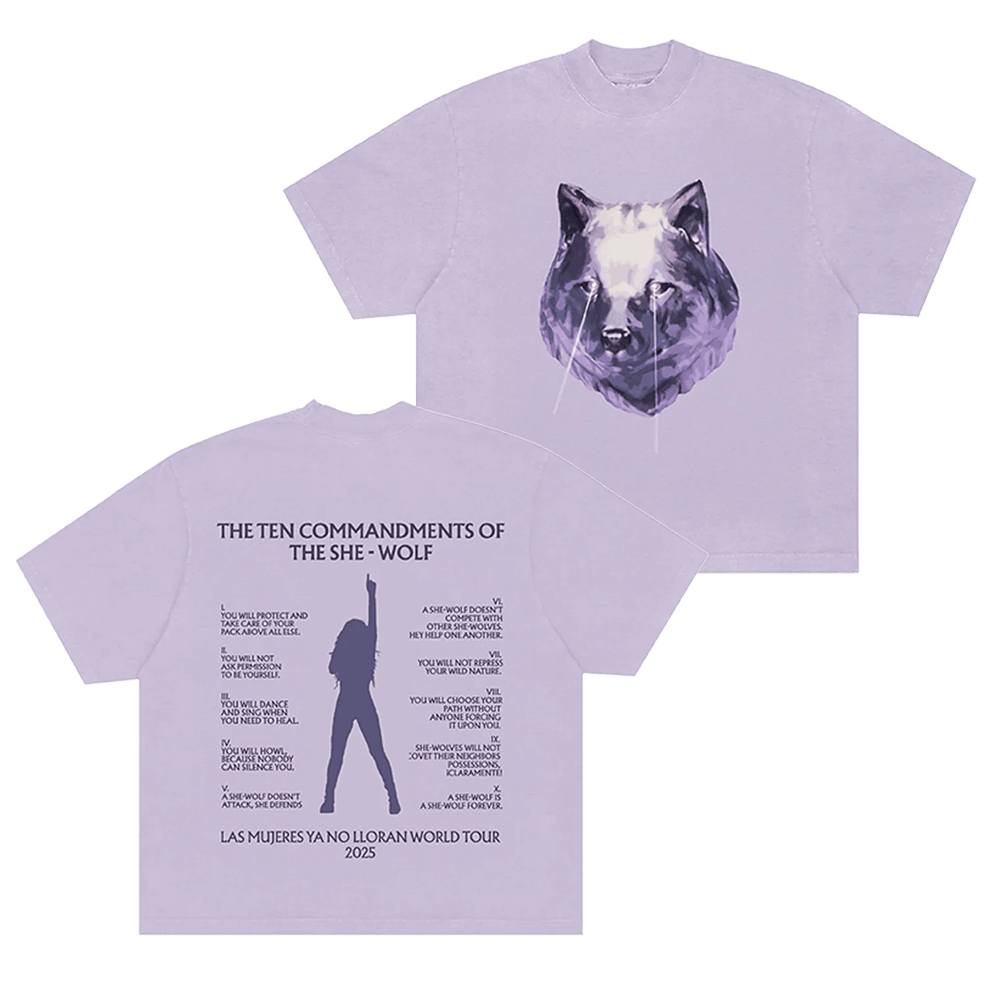 Shakira World Tour Merch 2025 Shirt Wolf Las Mujeres Ya No Lloran LMYNL Tour Commandments