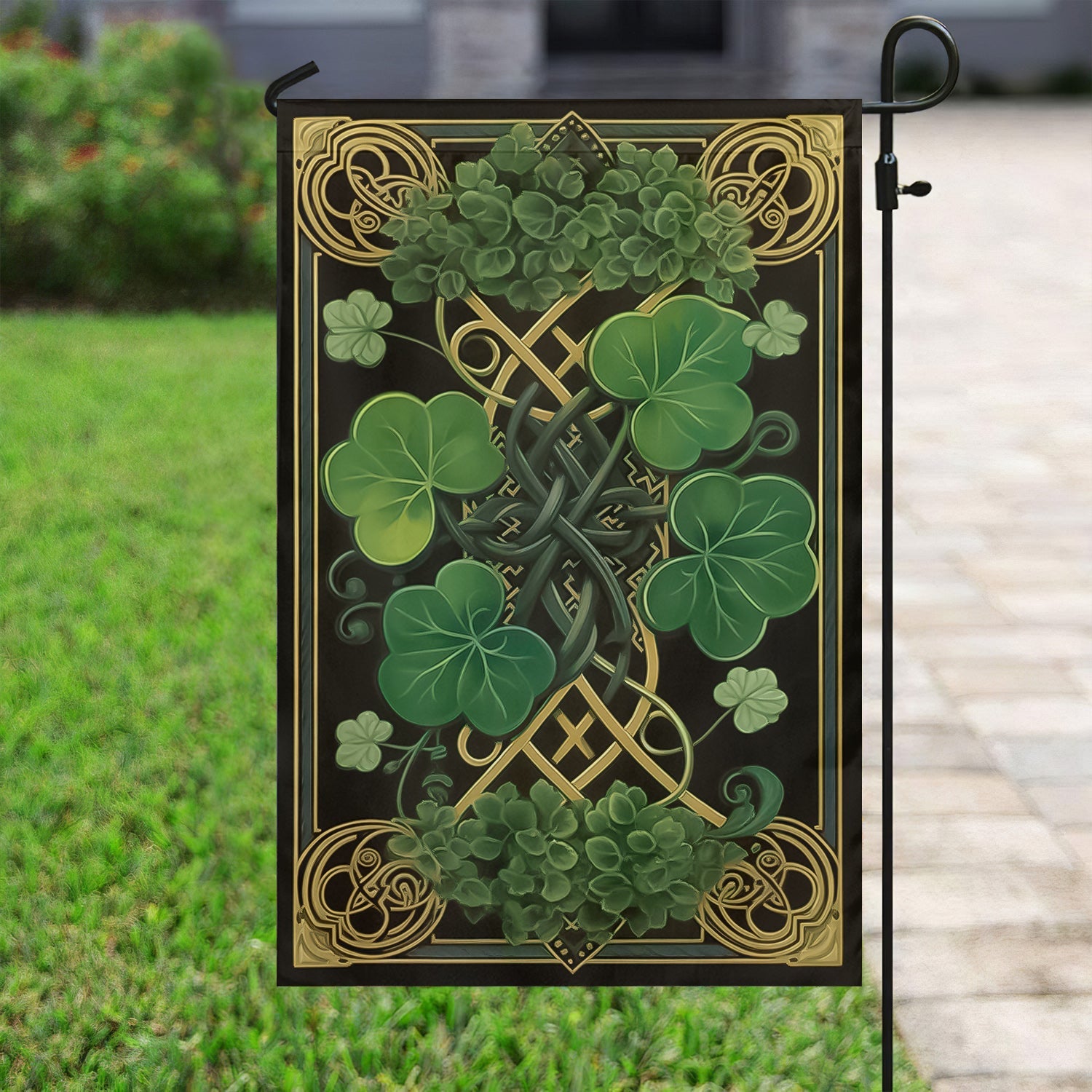 Shamrock And Celtic Knot St Patricks Day Flag St Patricks Day Gift For Outdoor Decoration