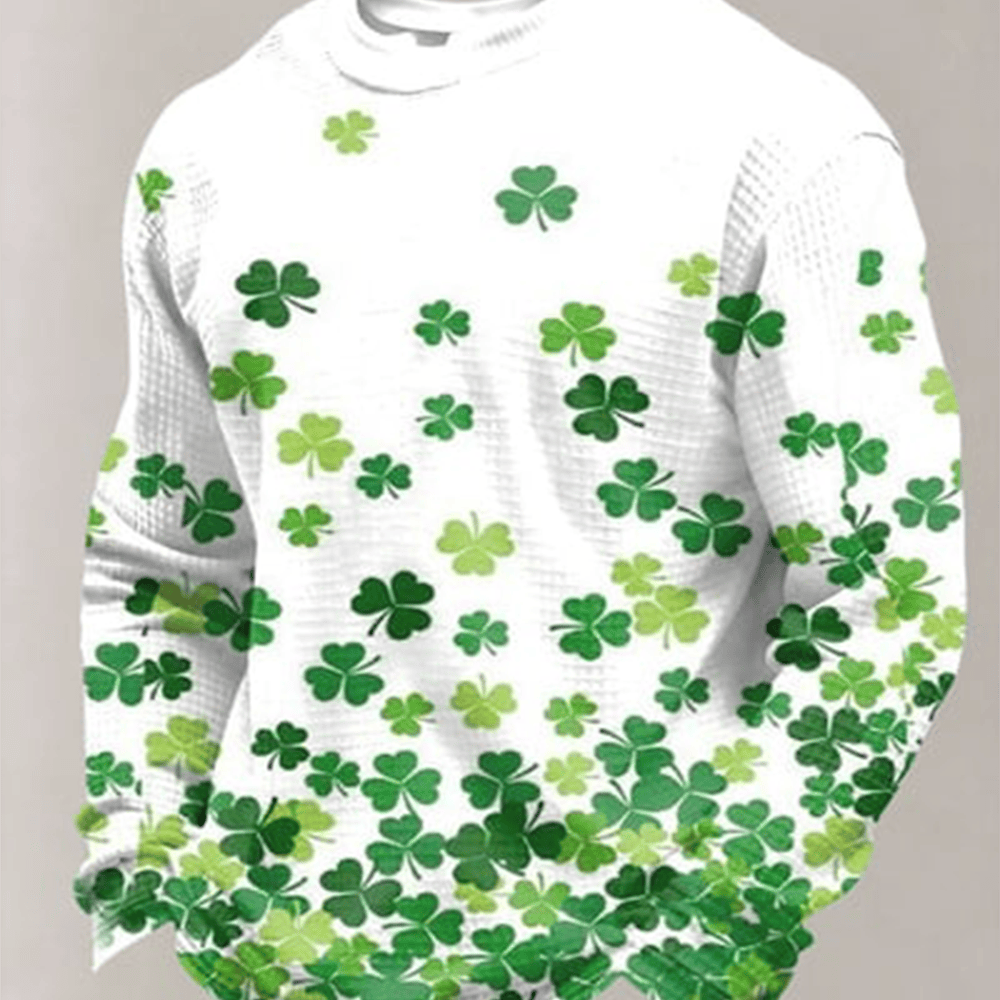 Shamrock Art Graphic Long Sleeve Shirt St Patrick's Day 2026 Apparel St Patrick's Day Gifts