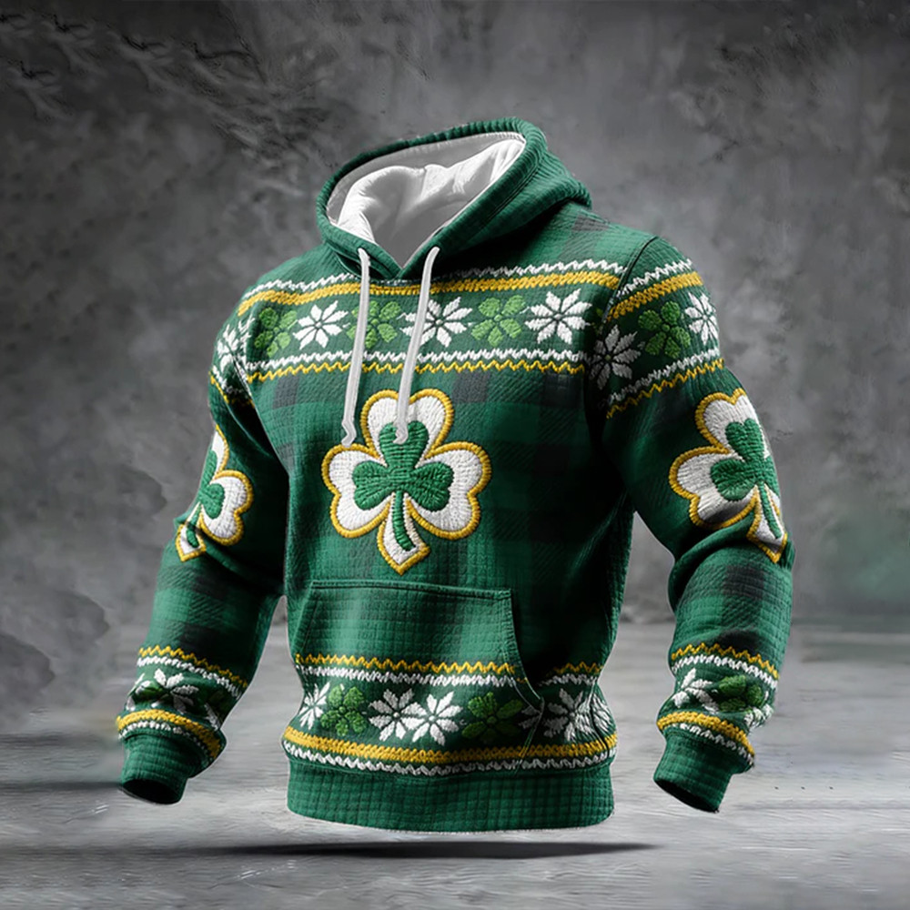 Shamrock Art Saint Patrick's Day Hoodie St Paddy's Day Hooded Sweatshirt St Patricks Day Stuff