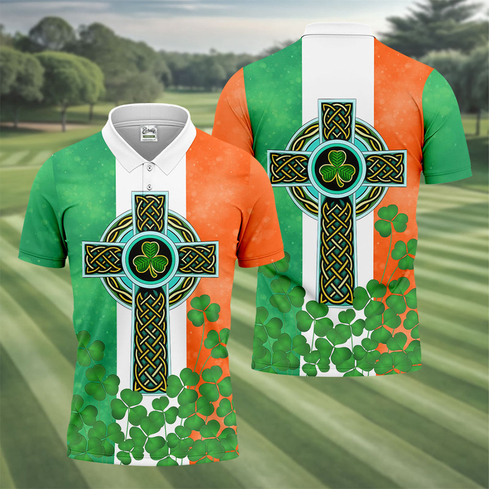 Shamrock Beer Design Golf Polo Shirt Saint Patrick's Day Clothes St Paddy's Gift For Golfer