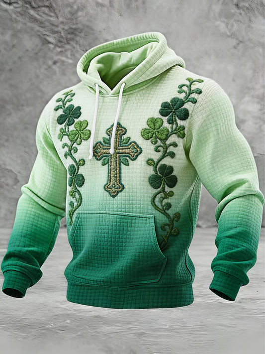 Shamrock Celtic Cross Floral Hoodie St Patricks Day Outfit Irish Pride Best Gift Idea