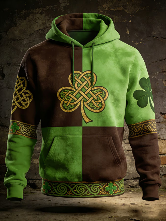 Shamrock Celtic Knotwork Hoodie Saint Patricks Day Clothes Meaningful Gifts For Boyfriend