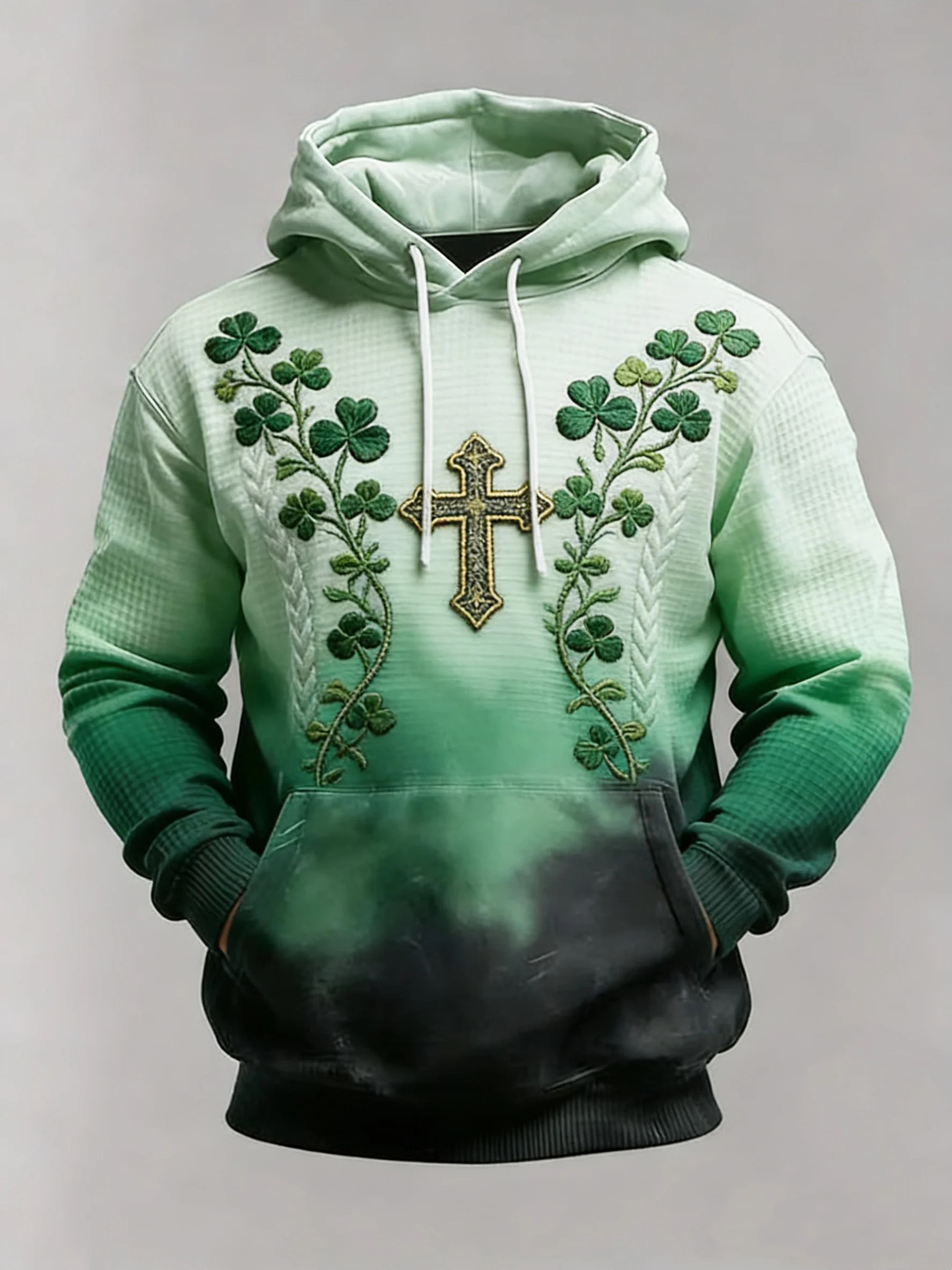 Shamrock Cross Hoodie St Patricks Day Clothes Men Cool St Patrick's Day Gifts