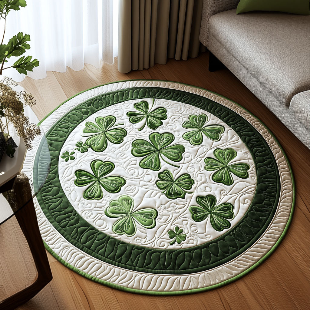 Shamrock Delight Quilted Round Mat Christmas Entry Way Decor St Patrick'S Day Birthday Gift Ideas