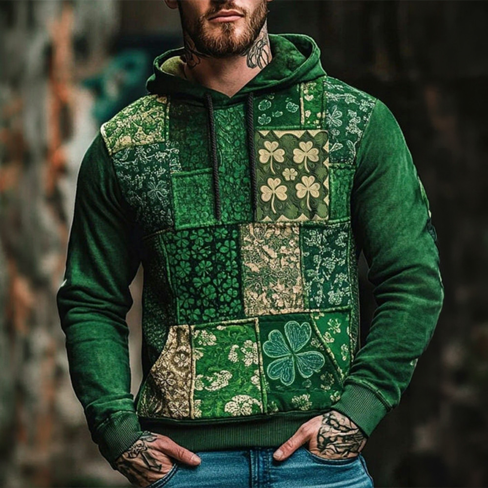 Shamrock Design St Patrick's Day Hoodie Happy St Patricks Day Hooded Sweatshirt Gift For Him