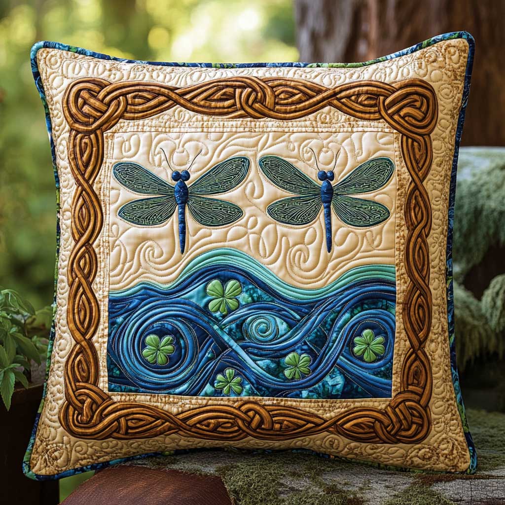 Shamrock Dragonfly Quilt Pillow Case Modern Pillow Case Design for Cozy Bedrooms