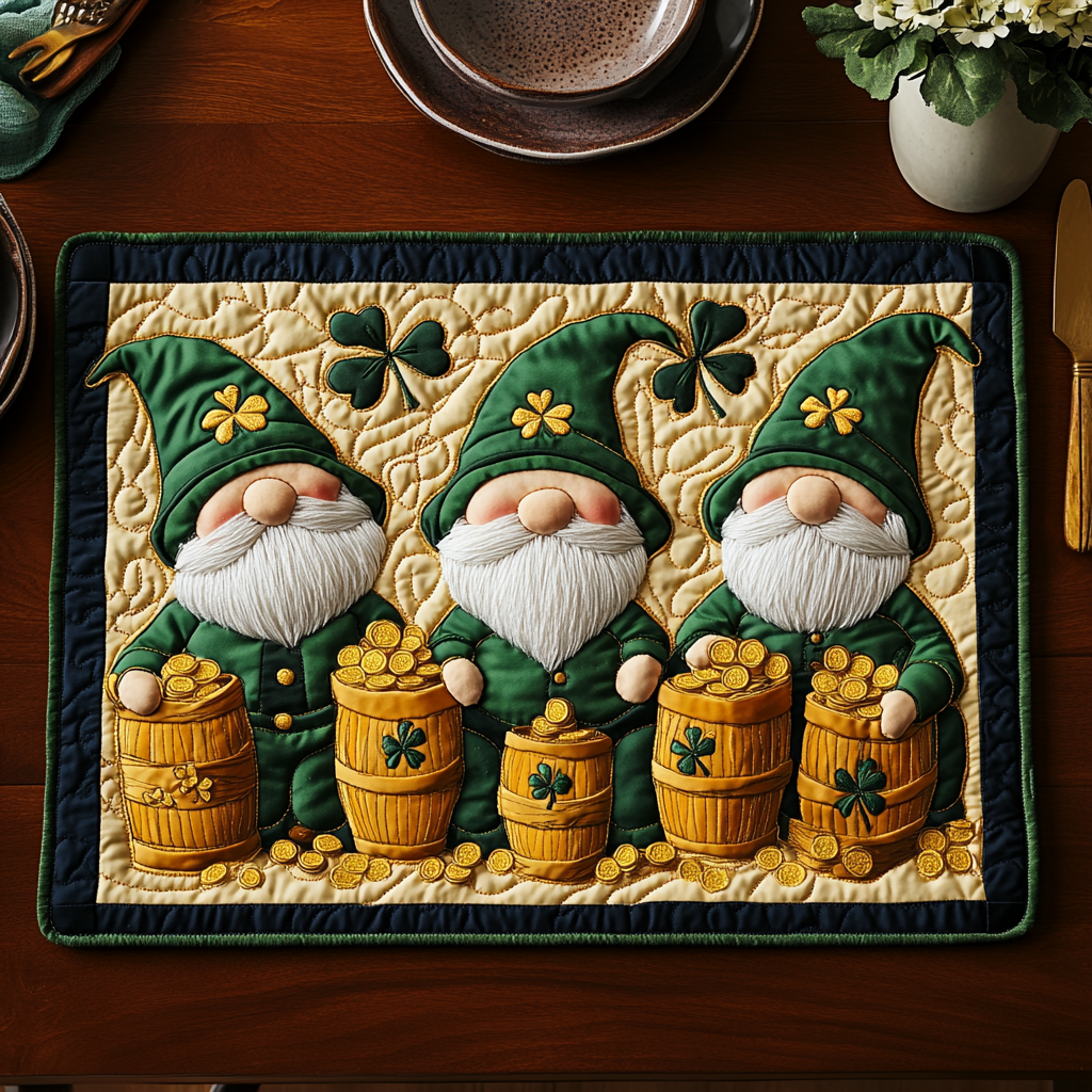 Shamrock Glow Quilted Place Mat Dining Room Decor Fun St Patrick's Day Gifts