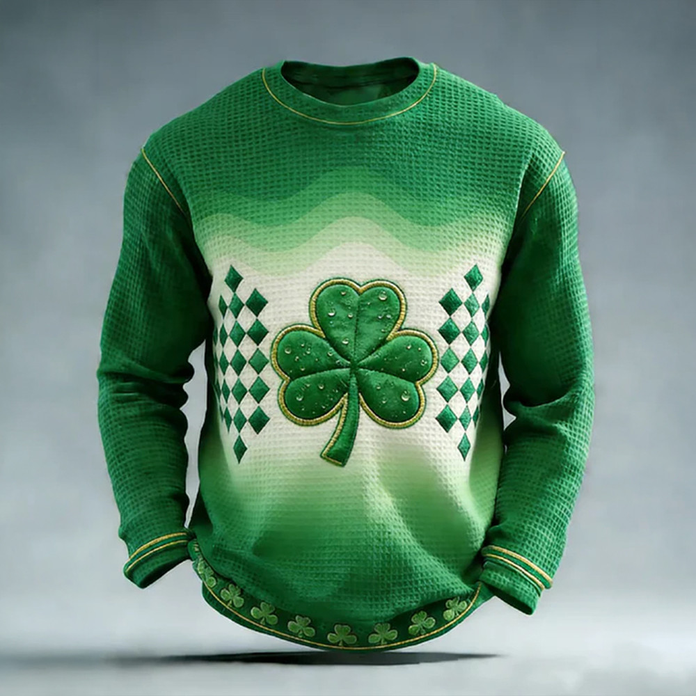 Shamrock Graphic Long Sleeve Shirt Saint Patrick's Day 2026 Clothing Husband Gift