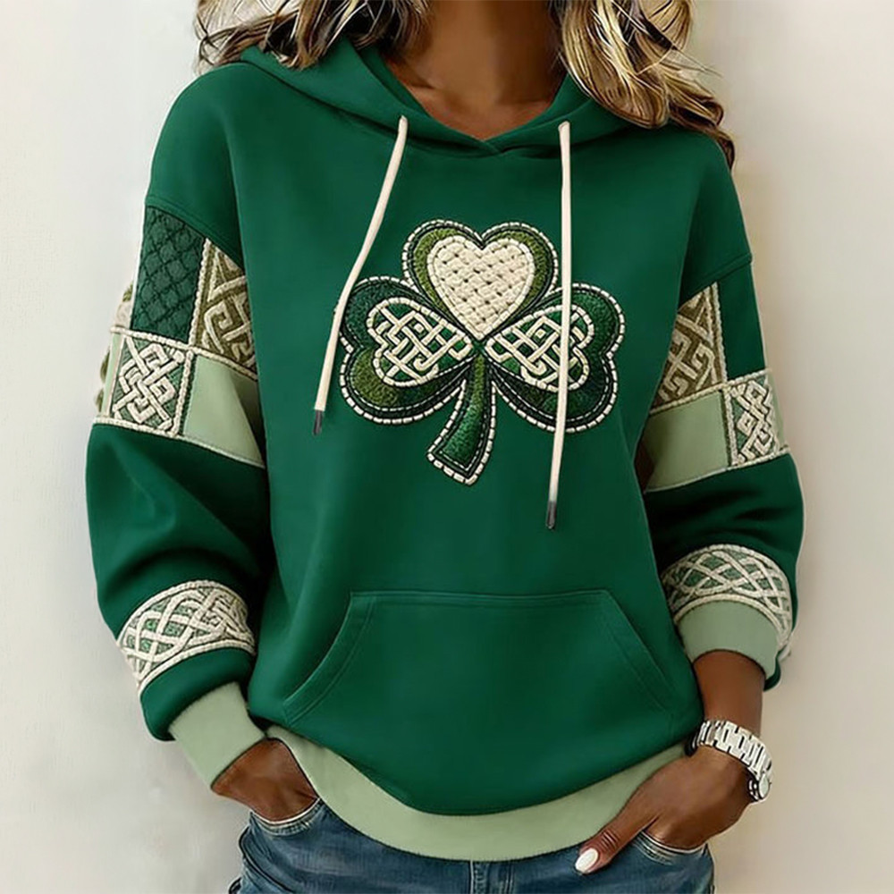 Shamrock Graphic Saint Patrick's Day Hoodie St Paddy's Day Hooded Sweatshirt Gift Idea For Her
