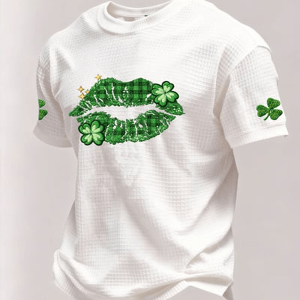 Shamrock Lip Design T-Shirt St Patrick's Day 2026 Clothes Unique Gift For Men