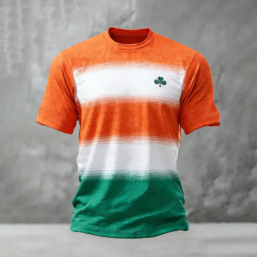 Shamrock Logo Tricolor T-Shirt Saint Patrick's Day 2026 Clothes Best Gift For Him