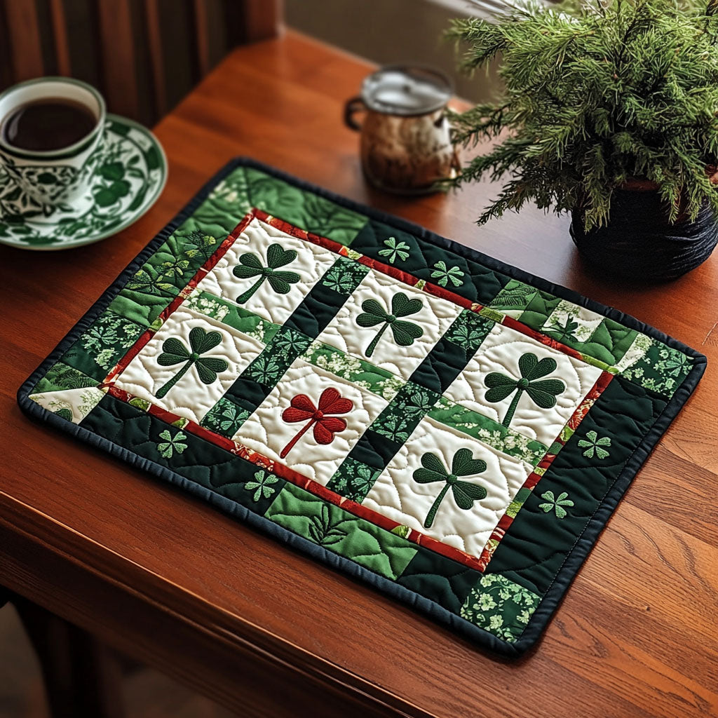 Shamrock Parade Quilted Placemat Christmas Decor Best St Patrick's Day Gifts For Her