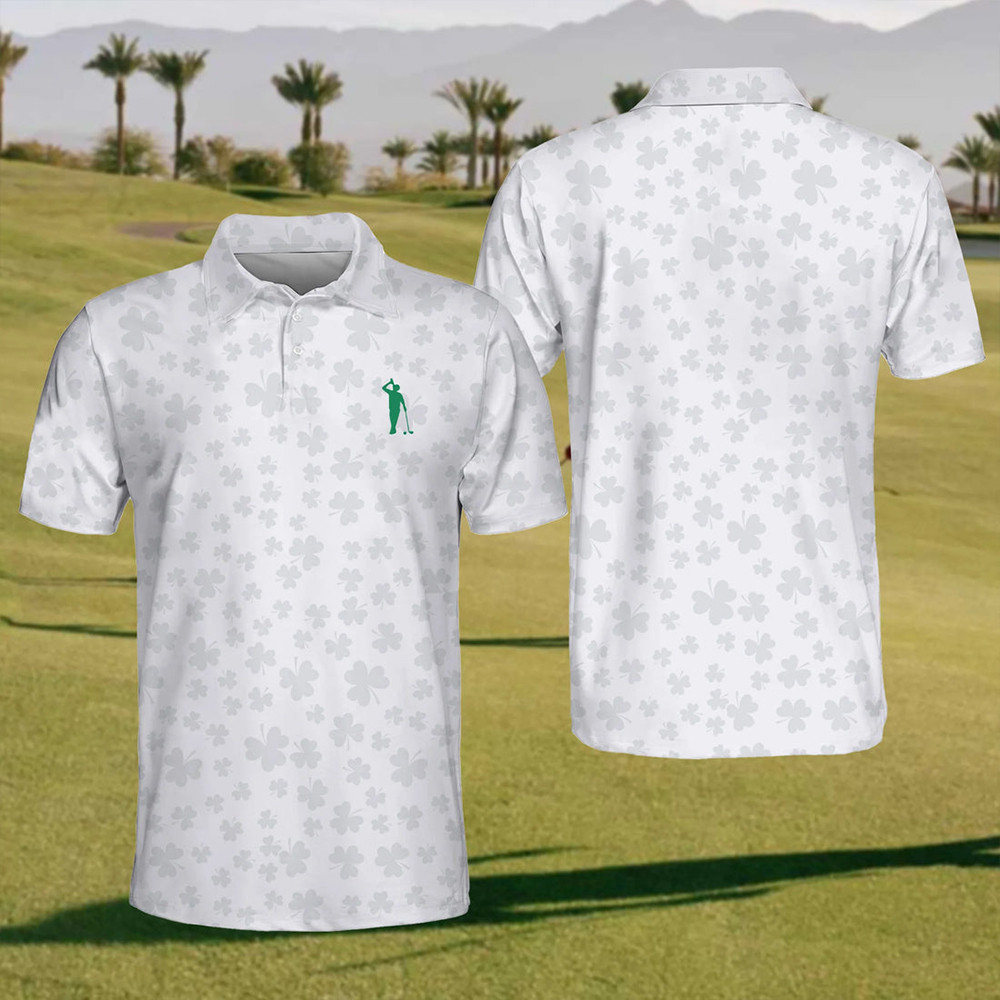 Shamrock Saint Patrick's Day Golf Polo Shirt St Patrick's Day Clothes Golf Lover Gift For Husband