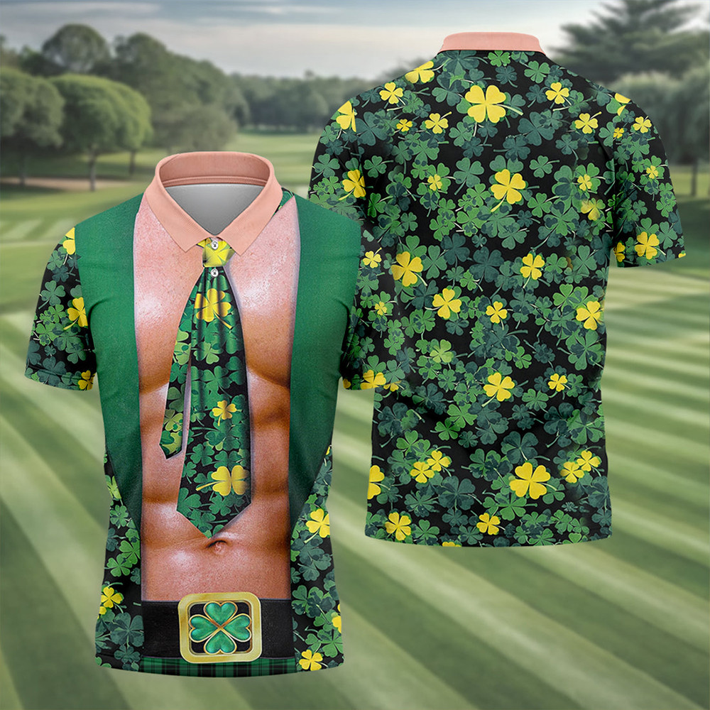 Shamrock St Patrick's Day Polo Shirt St Paddy's Day Clothes Golf Player Gift Idea