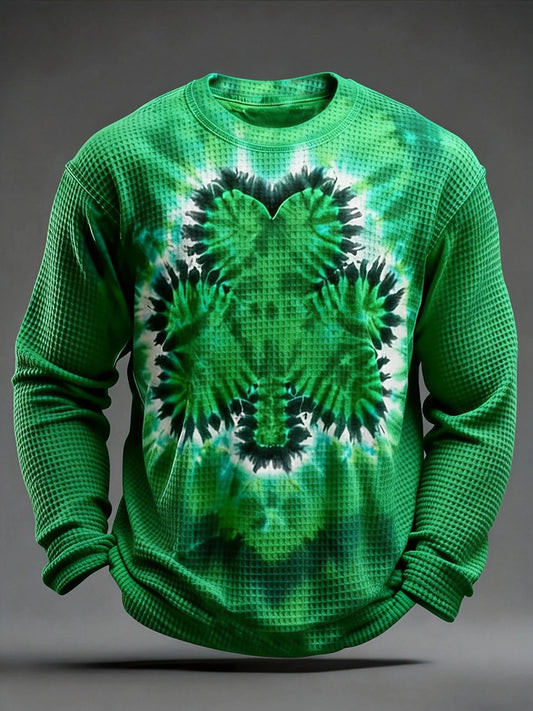 Shamrock Tie Dye Long Sleeve Shirt St Patricks Day Irish Lucky Clover Outfit Best Holiday Gift