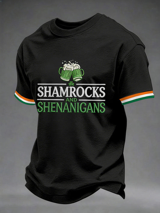Shamrocks And Shenanigans Graphic T-Shirt St Patrick Day Irish Beer Funny Party Outfit Best Gift
