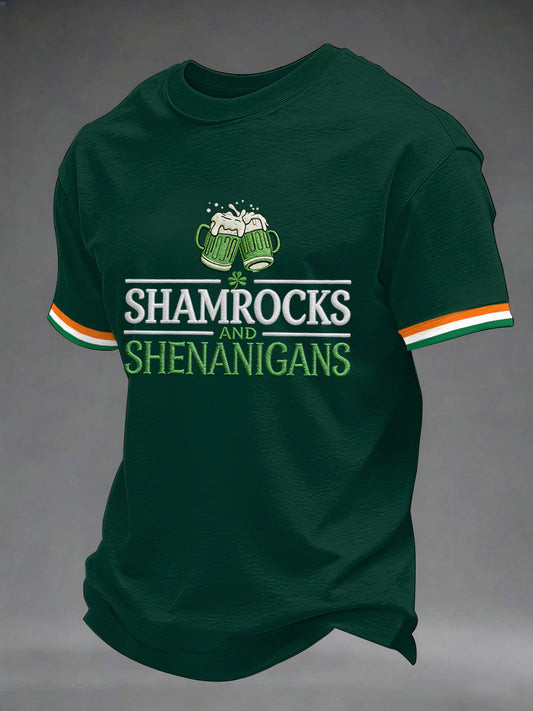 Shamrocks And Shenanigans Graphic T-Shirt St Patrick Day Irish Beer Funny Party Outfit Best Gift