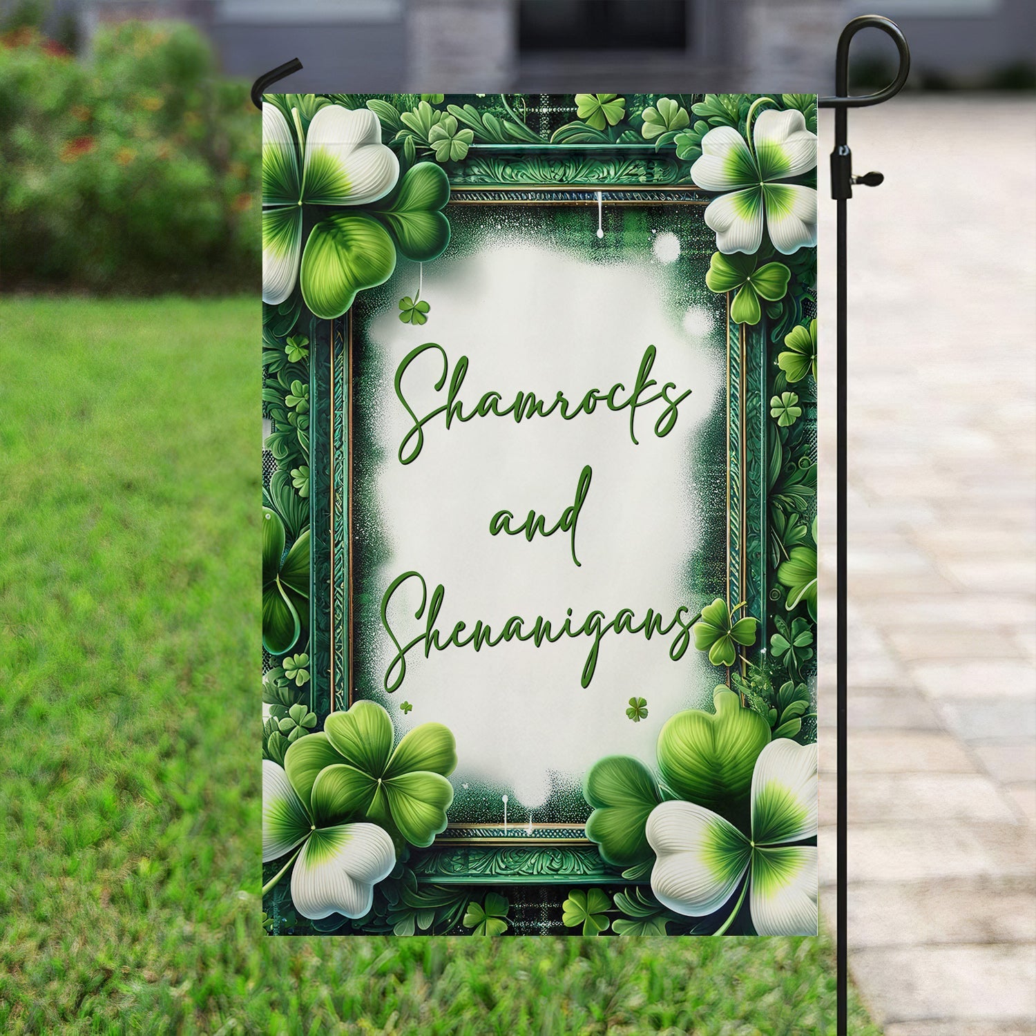 Shamrocks And Shenanigans St Patrick's Day Flag St Patricks Day Irish Outdoor Decoration