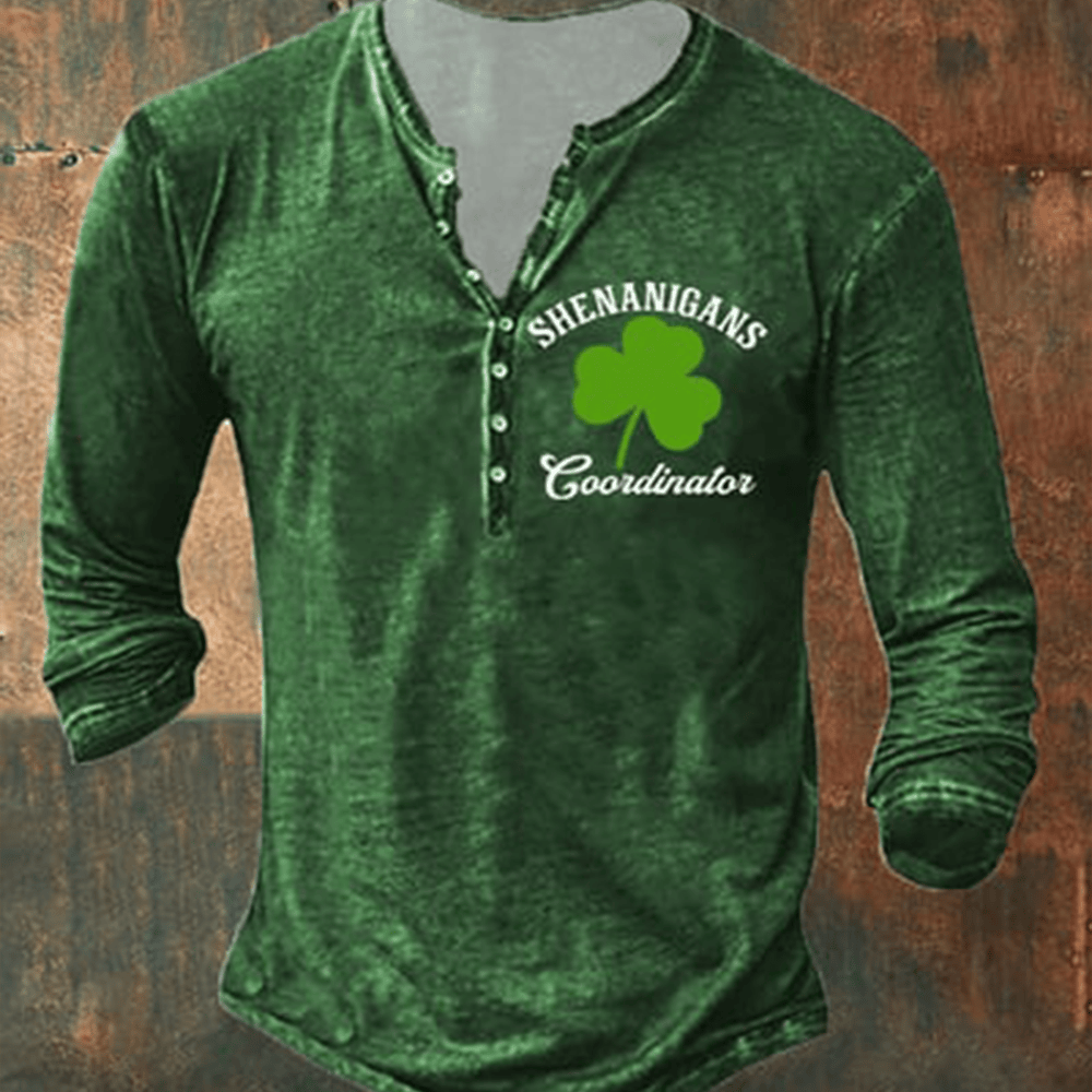 Shananigans Coordinator Shamrock Day Button Long Sleeve Shirt St Patrick's Day Apparel