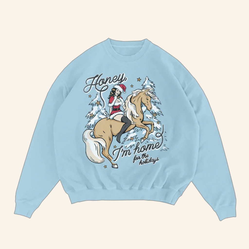 Shania Twain Merch Honey I'm Home Holiday Crewneck Sweatshirt Christmas Gifts For Her