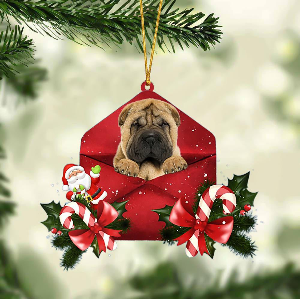 Shar Pei Christmas Letter Shaped Ornament  Acrylic Dog Christmas Ornament Xmas Dog Gifts