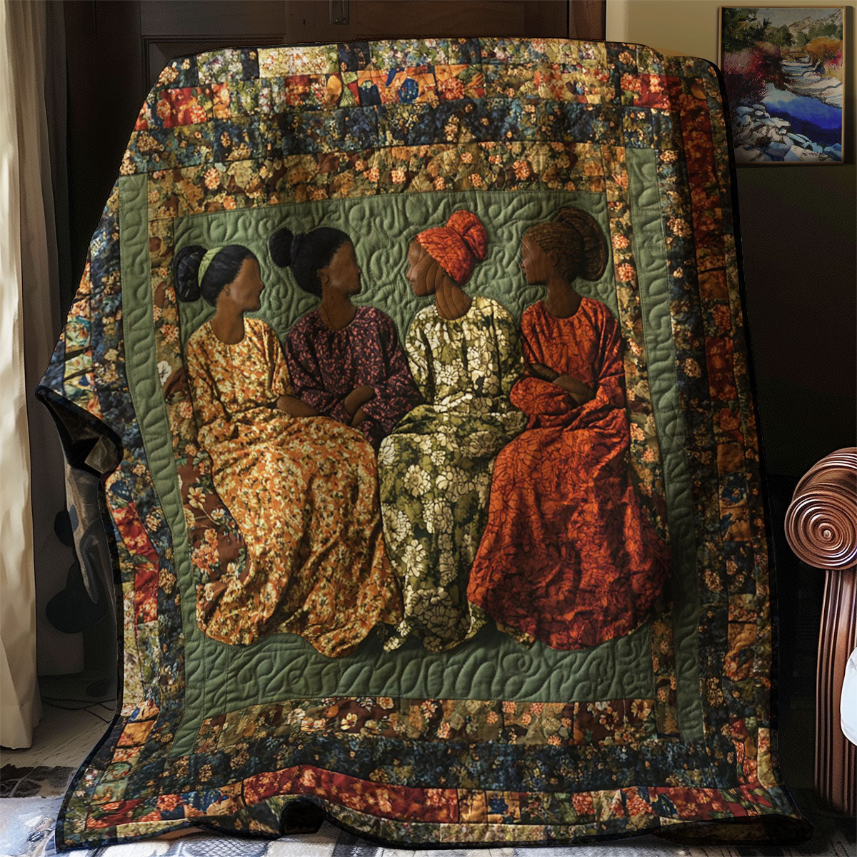 Shared Moment Quilt Blanket African Art Throw Blanket Presents For Native American