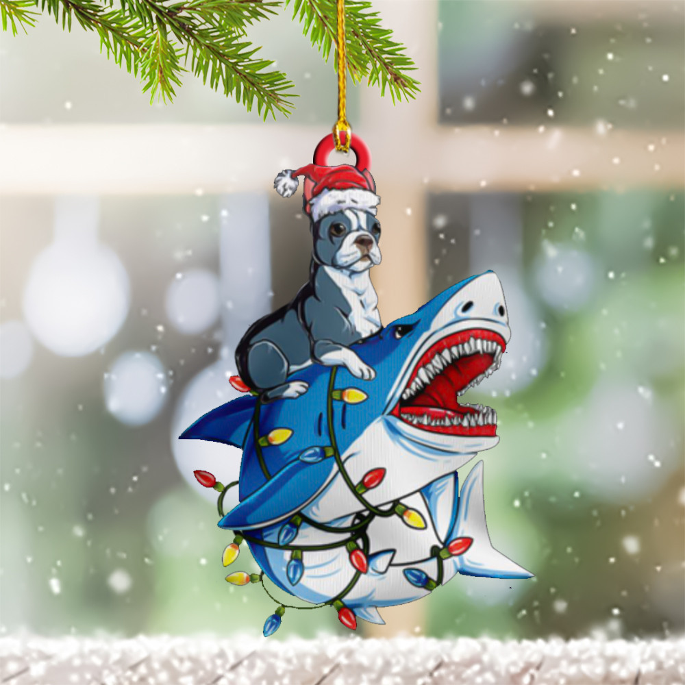 Shark Boston Terrier Ornament Boston Terrier Xmas Ornaments Christmas Tree Decorations