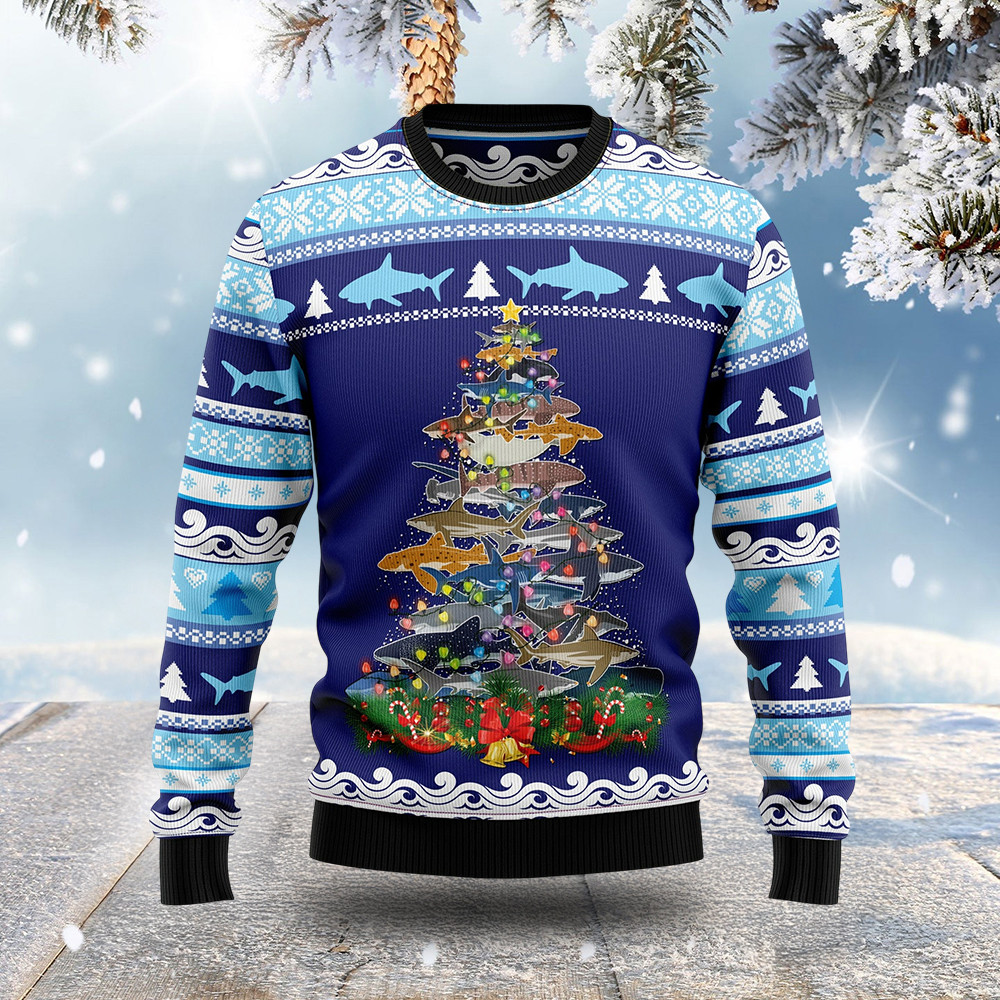 Shark Christmas Tree Ugly Christmas Sweater Animal Theme Shark Lover Christmas Presents
