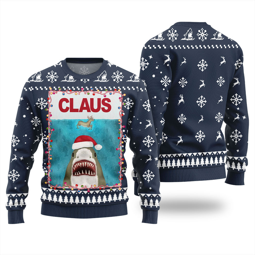 Shark Claus Christmas Ugly Sweater Merry Christmas Sweatshirt for Holiday Fun