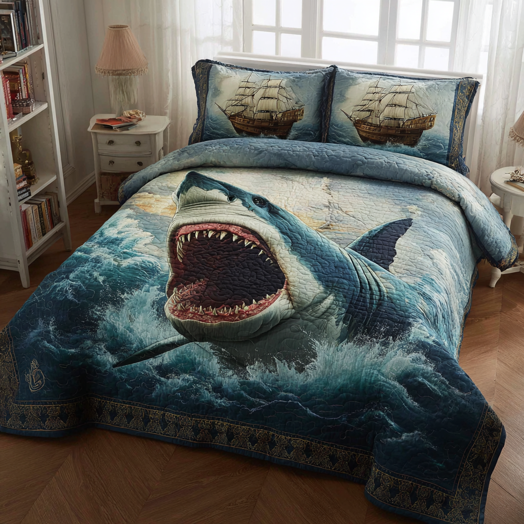 Shark Majesty Quilted Bedding Set Best Comforter Sets SharkPresents For Her
