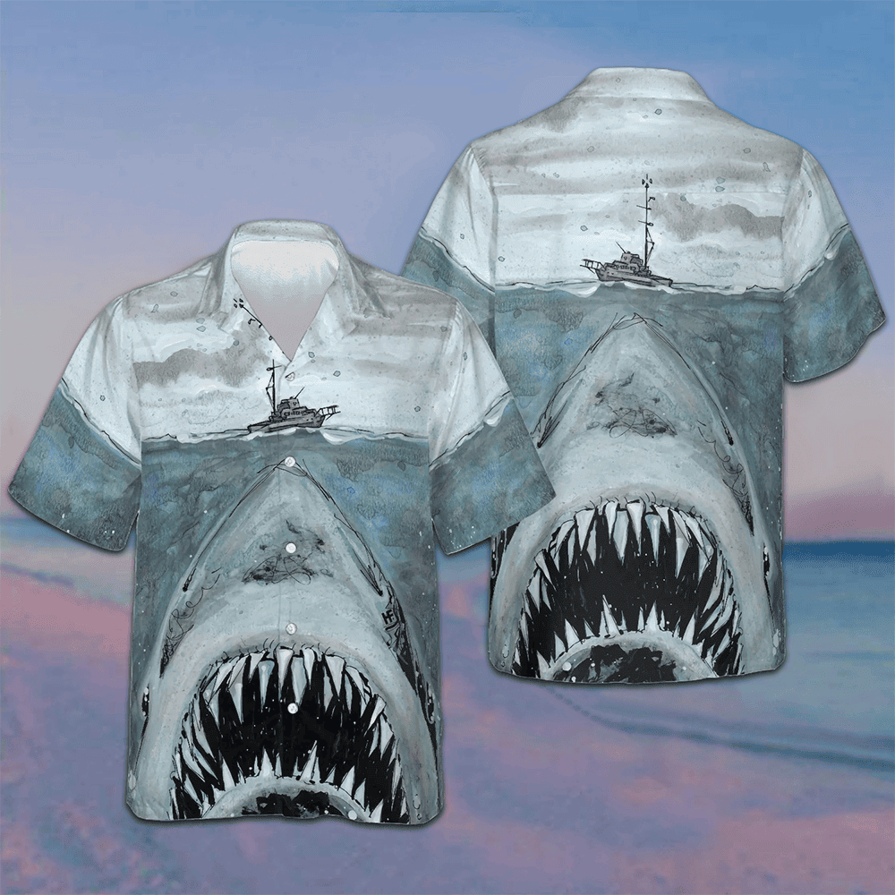 Shark Mouth Hawaiian Shirt Men's Button Down Beach Shirts Gifts For Boyfriend