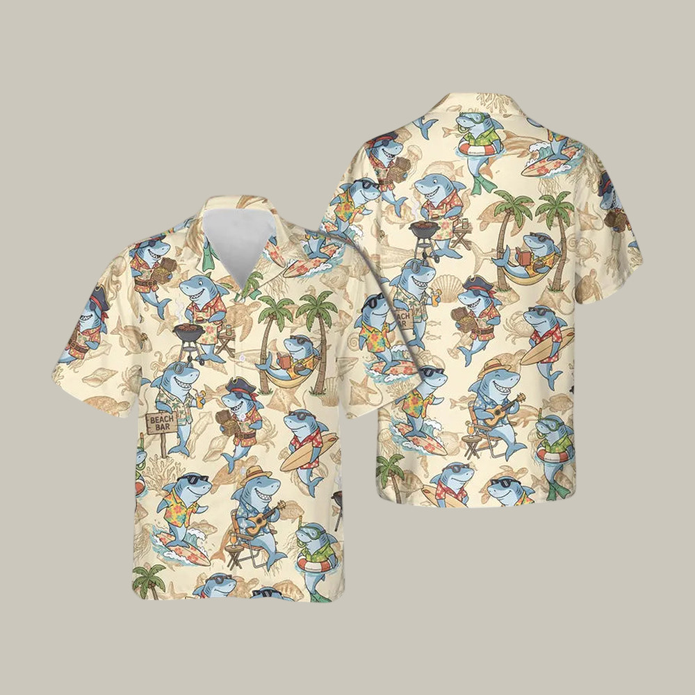 Shark Summer Hawaiian Shirt Funny Shark Beach Party Shirt Present Idea For Best Friends