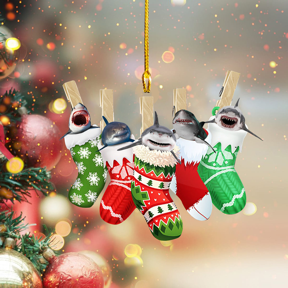 Sharks In Sock Christmas Ornament Animal Shark Ornament For Christmas Tree Decorating Ideas