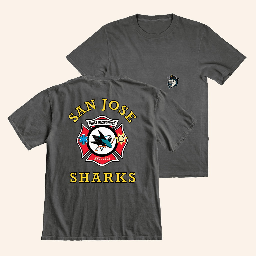 Sharks Pro Merch San Jose Ice Hockey First Responders Police T-Shirt Gifts For Him