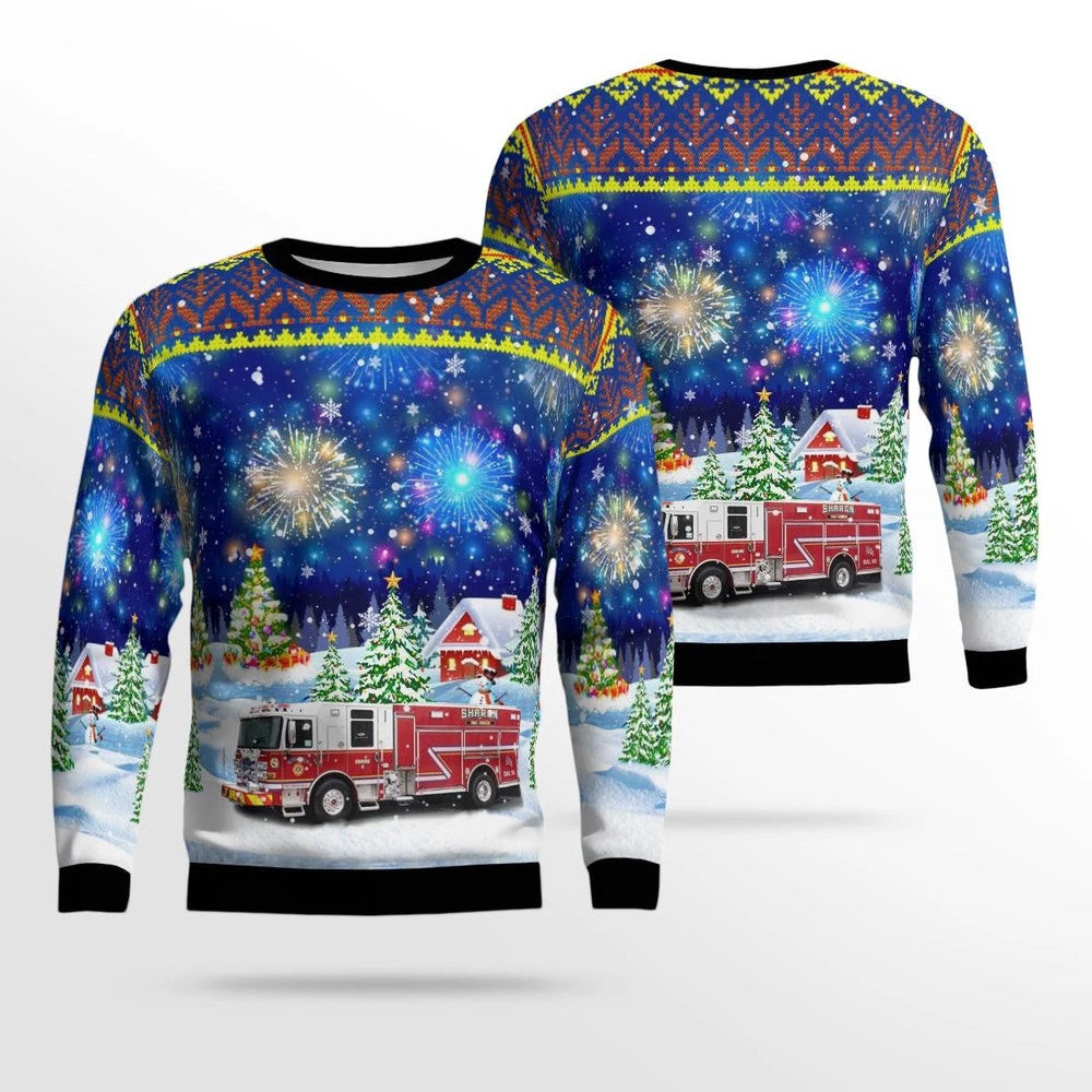 Sharon Massachusetts Sharon Fire Department AOP Ugly Sweater Unisex Christmas Gift