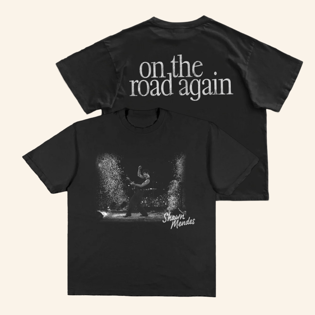 Shawn Mendes Merch Stage Photo On The Road Again T-Shirt Birthday Gifts For Music Lovers
