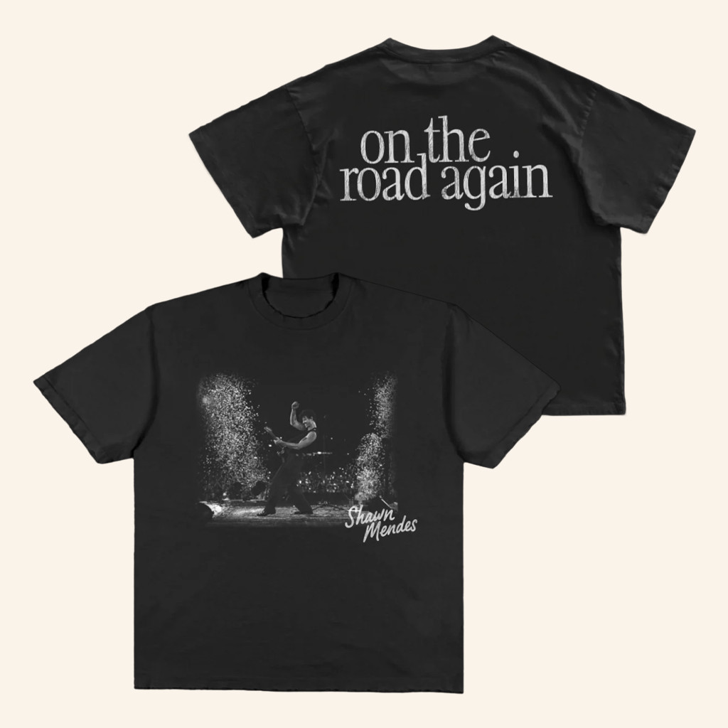 Shawn Mendes Merch Stage Photo On The Road Again T-Shirt Music Lover Gifts For Him Shawn Mendes Merch Stage Photo On The Road Again T-Shirt Music Lover Gifts For Him